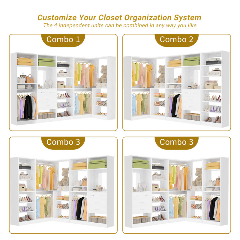 Latitude Run® Navada Freestanding Closet System with Mirror | Wayfair